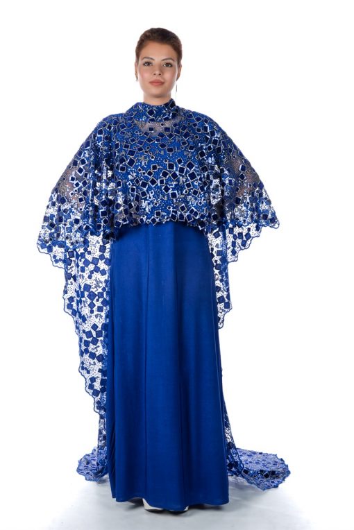 Dark Blue Cape With Dress
