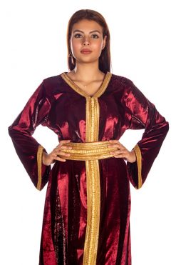 BR202172 4 1 Maroon Velvet Moroccan Kaftan
