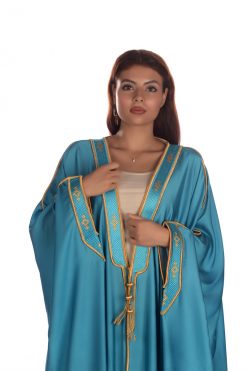 BR202177 4 1 Turquoise With Horses Print Bisht