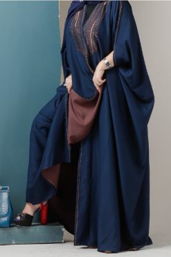 AJC 22123 3 Navy Blue Bisht Abaya