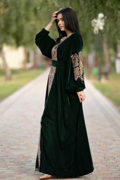 LF 22101 3 Green Velvet Kaftan
