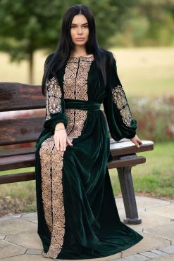 LF 22101 4 Green Velvet Kaftan