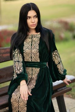 LF 22101 5 Green Velvet Kaftan