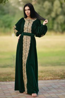 LF 22101 6 Green Velvet Kaftan