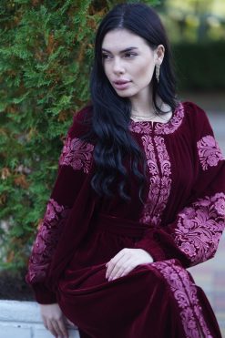 قفطان روزماي مارون 9 LF 22102 5 Rozmay Maroon Kaftan