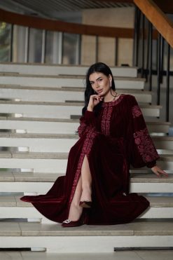 قفطان روزماي مارون 10 LF 22102 6 Rozmay Maroon Kaftan