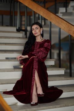 قفطان روزماي مارون 11 LF 22102 7 Rozmay Maroon Kaftan