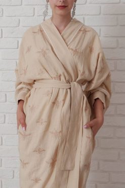HoneyBee Beige Linen Abaya 11 LF 22103 6 HoneyBee Beige Linen Abaya