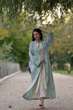 LF 22107 3 Seaweed Mint Linen Abaya