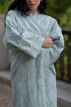 LF 22107 6 Seaweed Mint Linen Abaya