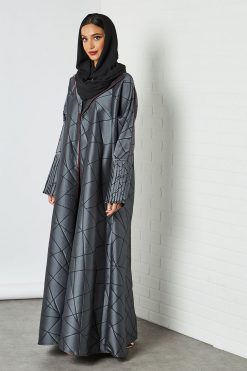 bsi3215 4 Grey Collar Style Abaya