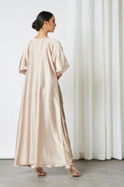 bsi3214 2 Satin pleated Gold Dress