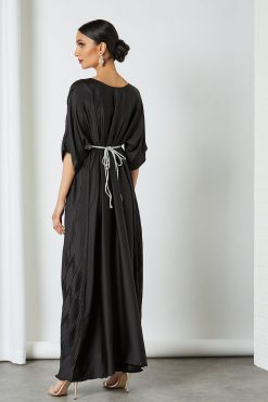 bsi3213 4 Satin pleated Dress with Lulu Belt