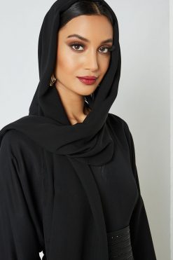 bsi3236 4 Belted Black Abaya