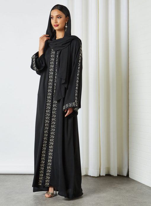 Classic Beaded Black Abaya
