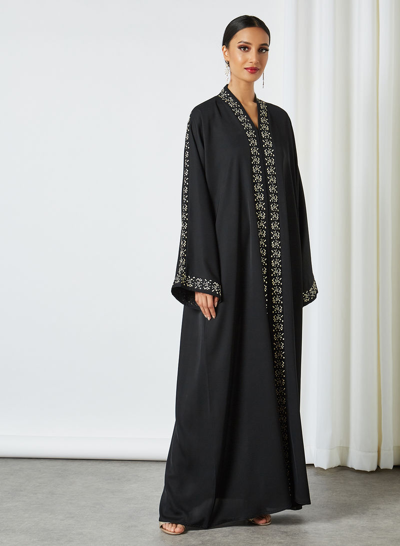 Classic Beaded Black Abaya - Heracloset Online