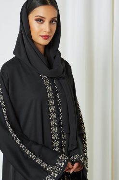 bsi3235 3 Classic Beaded Black Abaya