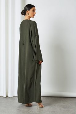 bsi3229 4 Green Cotton Abaya