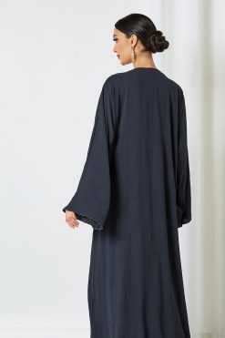 bsi3223 3 Blue Cotton Bisht Abaya