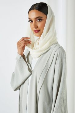 bsi3222 2 Grey Cotton Bisht Abaya