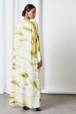 bsi3248 4 Offwhite & Green Tie-dye Bisht Set