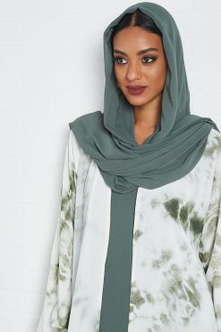 bsi3247 4 Offwhite & Green Tie-dye Bisht Outfit
