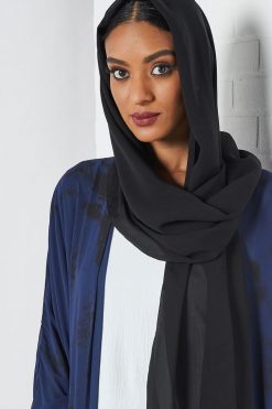 bsi3245 2 Blue Tie-dye Bisht Abaya Set