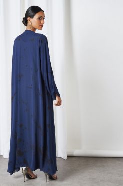 bsi3245 4 Blue Tie-dye Bisht Abaya Set