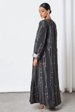 bsi3273 4 Black Jacquard Abaya