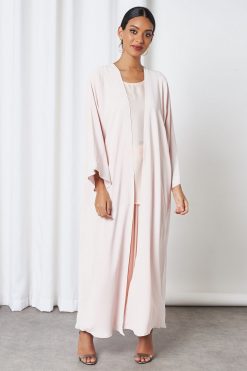 bsi3258 4 4-Pieces Pink Modest Abaya Set