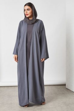 Grey Color Modest Abaya Set