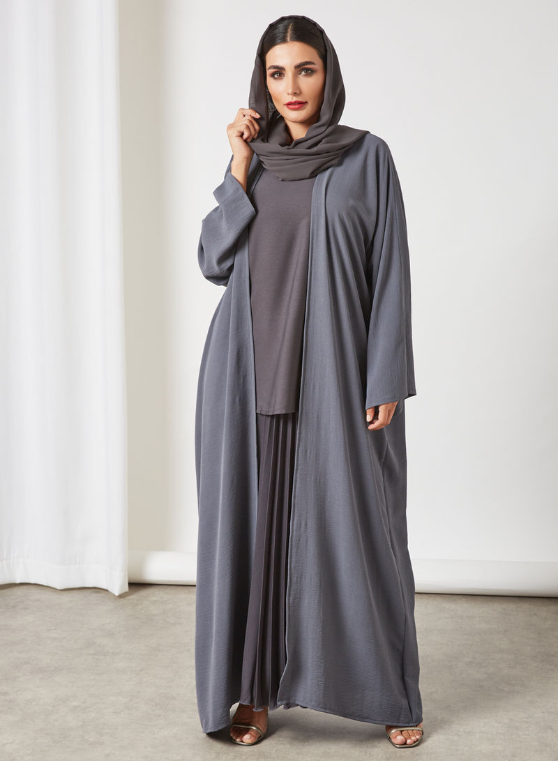 Grey Color Modest Abaya Set 2 Grey Color Modest Abaya Set - Image 2