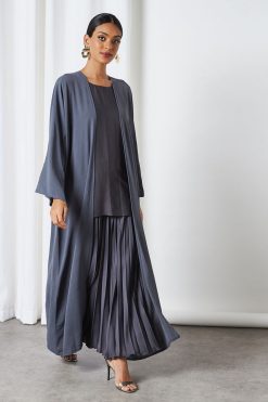 Grey Color Modest Abaya Set 9 bsi3254 2 Grey Color Modest Abaya Set