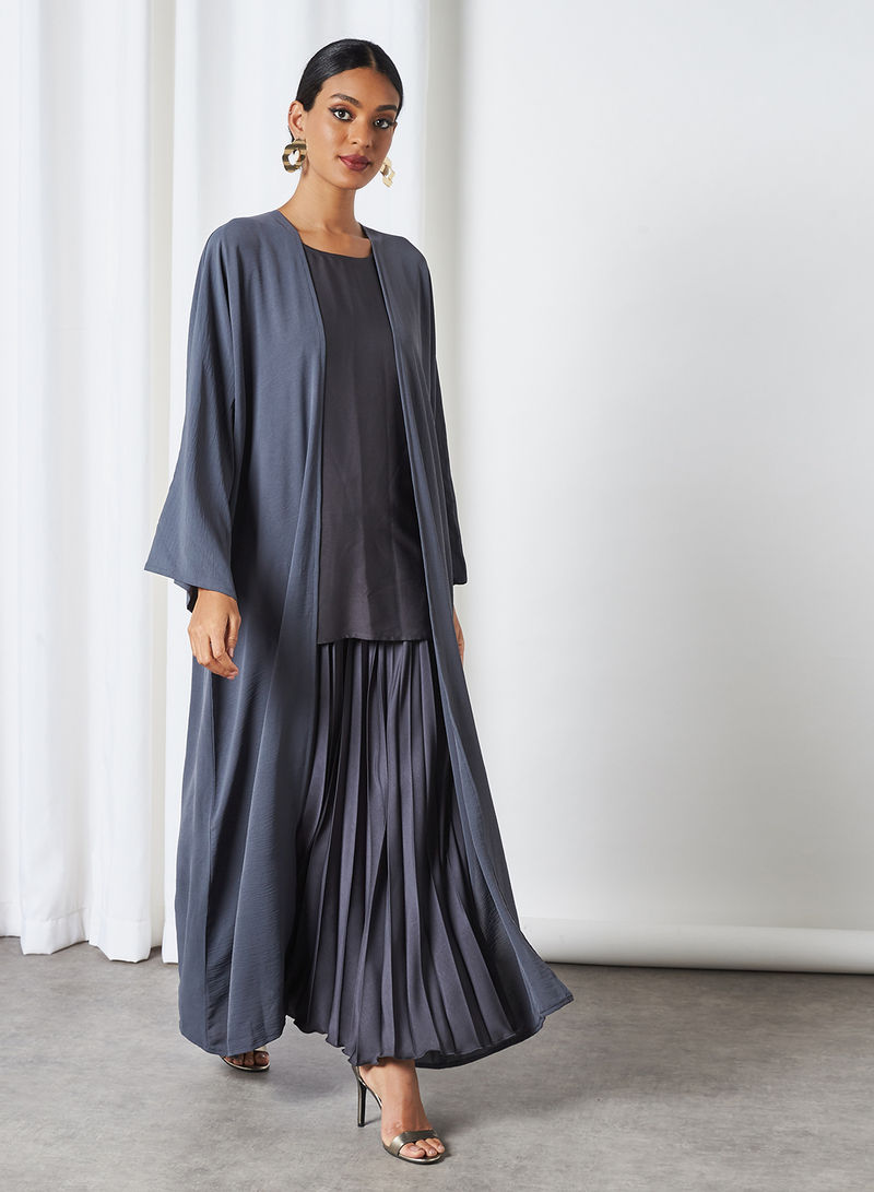Grey Color Modest Abaya Set 4 Grey Color Modest Abaya Set - Image 4