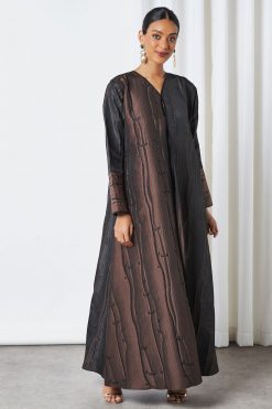 Brown Jacquard Abaya