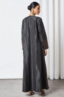 bsi3278 4 Brown Jacquard Abaya