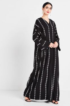 Monochrome Embroidered Abaya