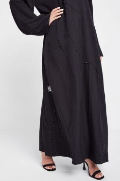 bsi3044 8 3 Black Cotton Abaya Dubai