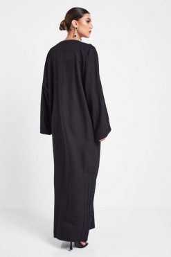 bsi3044 8 2 Black Cotton Abaya Dubai