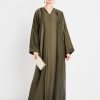 bsi3059 10 1 Green Pleated Abaya