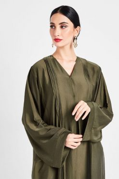 bsi3059 10 3 Green Pleated Abaya
