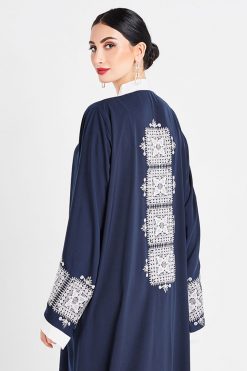 bsi3052 15 3 Navy Blue Embroidered Abaya