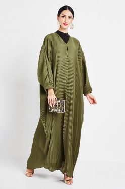 Olive Green Pleated Abaya
