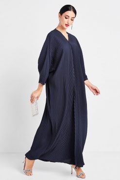 Navy Pleated Abaya