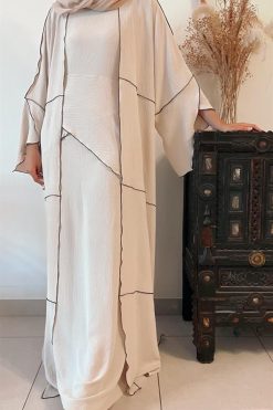 AL118 4 Cream Abaya Set