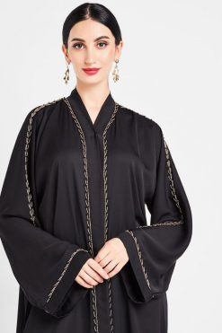 bsi3070 3 3 Golden Beads Embellished Abaya