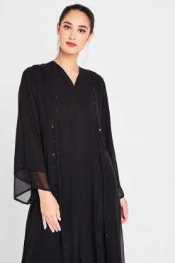 bsi3077 3 3 Chiffon Abaya with Beads
