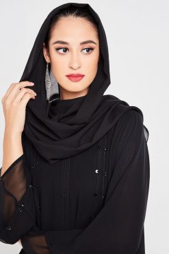 bsi3077 3 4 Chiffon Abaya with Beads