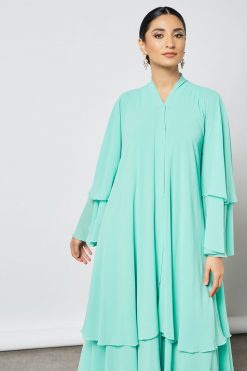 BSI3483 Teal layered abaya