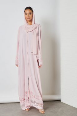 bsi3330 1 Embroidered and Mesh Embellished Abaya